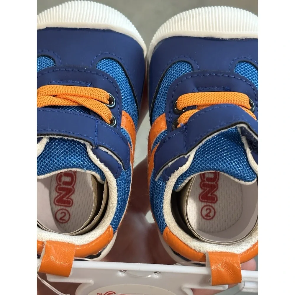 Nuby Baby‎ Shoes, Boys Baby Shoes, Size 2, Perfect Baby Gift, Blue and Orange